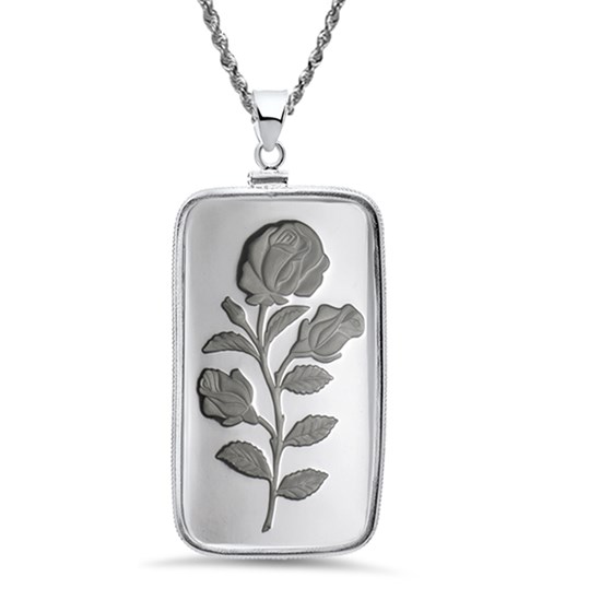 20 gram Silver - PAMP Suisse Rosa Pendant (w/Chain) 20 gram Silver - PAMP Suisse Rosa Pendant (w/Chain)
